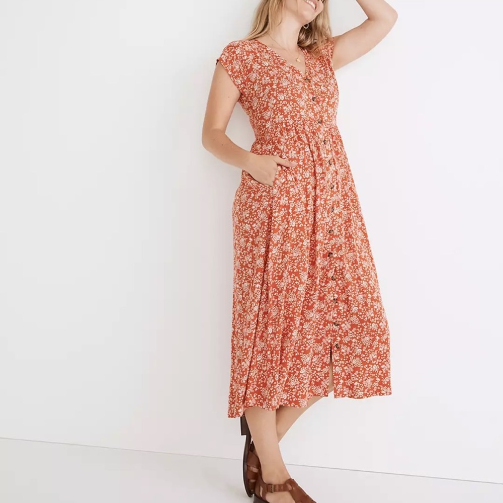 Madewell Button-front Midi Dress in Piazza Floral